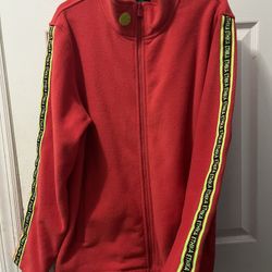 Ethika Red Track Jacket Zip-Up with Logo Tape for Men