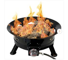 24 in. Outdoor Propane Portable Gas Black Fire Pit with Cover and Carry Kit 58,000 BTU