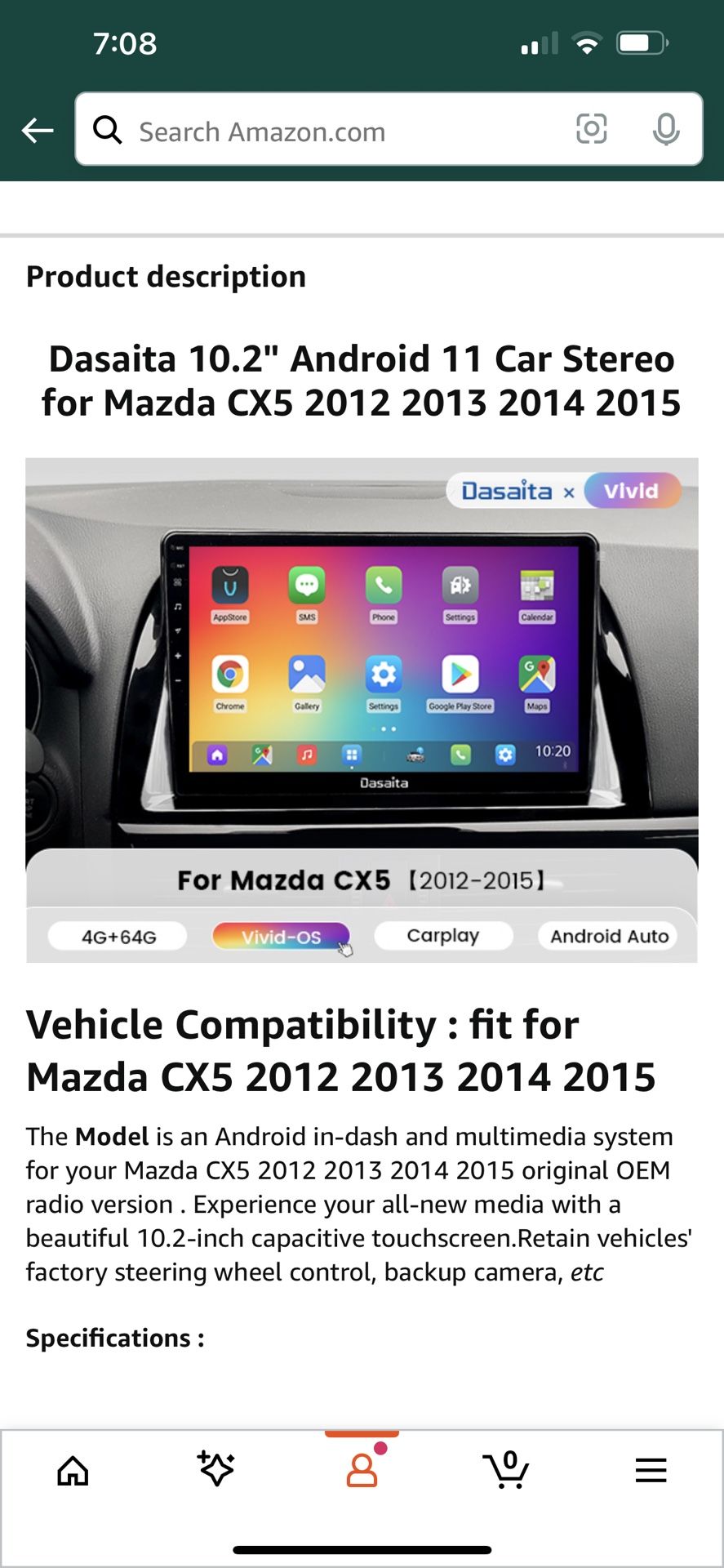 Dasaita Mazda Cx5 2012-2015 Screen Monitor