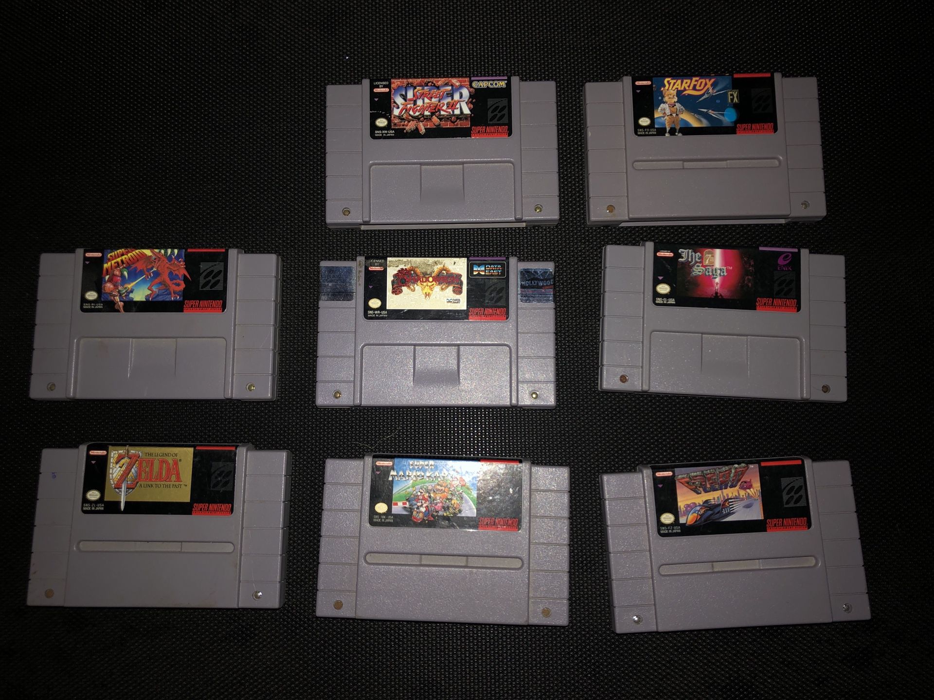 8 SNES GAMES - Zelda LttP , Street Fighter 2 , Metroid, Mario Kart, StarFox, F-Zero, Shadowrun, 7th Saga