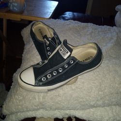 Boys Converse Black Cloth And White Size 6.5