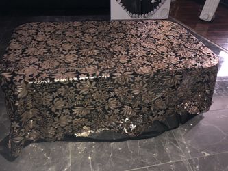 Gold sequence tablecloth