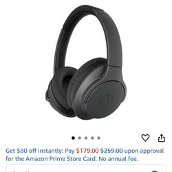 Audio-Technica ATH-ANC700BT QuietPoint Wireless Active Noise-Cancelling Over-Ear Headphones with Mic, Black