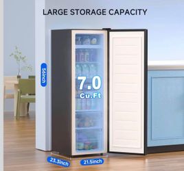 7.0 Cu.ft Stand Up Freezer, Convertible Upright Freezer/Refrigerator, Single Door for Kitchen,Garage, Office, Apartment, Black