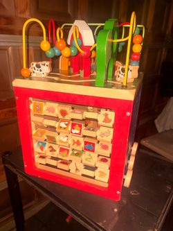 Wooden Activity Cube Toddler Learning Toy