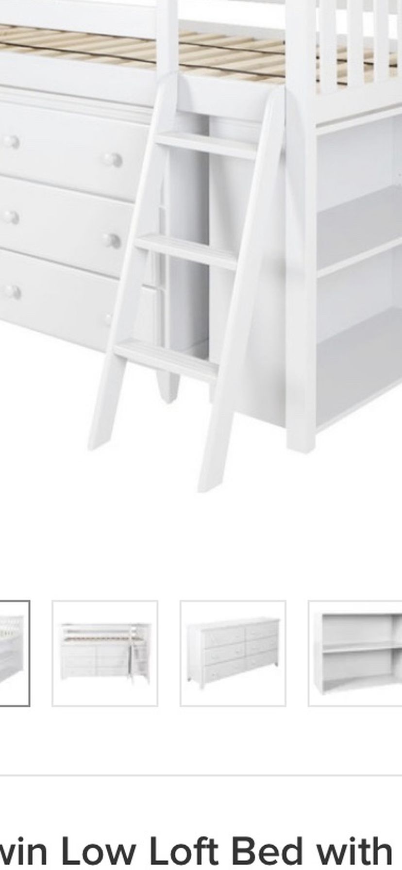 Chelsea Twin Loft Bed with 6 Drawer Dresser And Bookcase