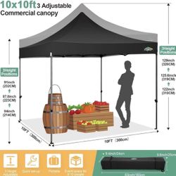 COBIZI 10x10 Pop Up Canopy Tent with 4 sidewalls Commercial Heavy Duty Canopy UPF 50+ All Weather Waterproof Outdoor Canopy Wedding Tents for Parties 