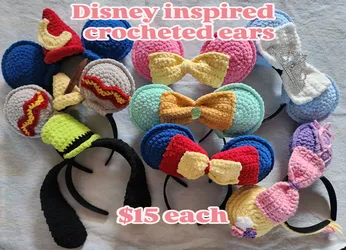 Crocheted Disney inspired Mickey ears.