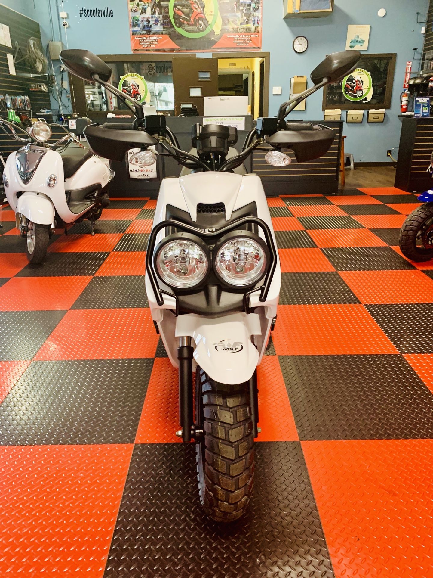 2019 WHITE Wolf Rugby 150cc scooter. Available at ScooterVille of Central Florida