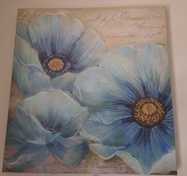 Wall Canvas Art Paintings 24*24 Decor Floral Blue