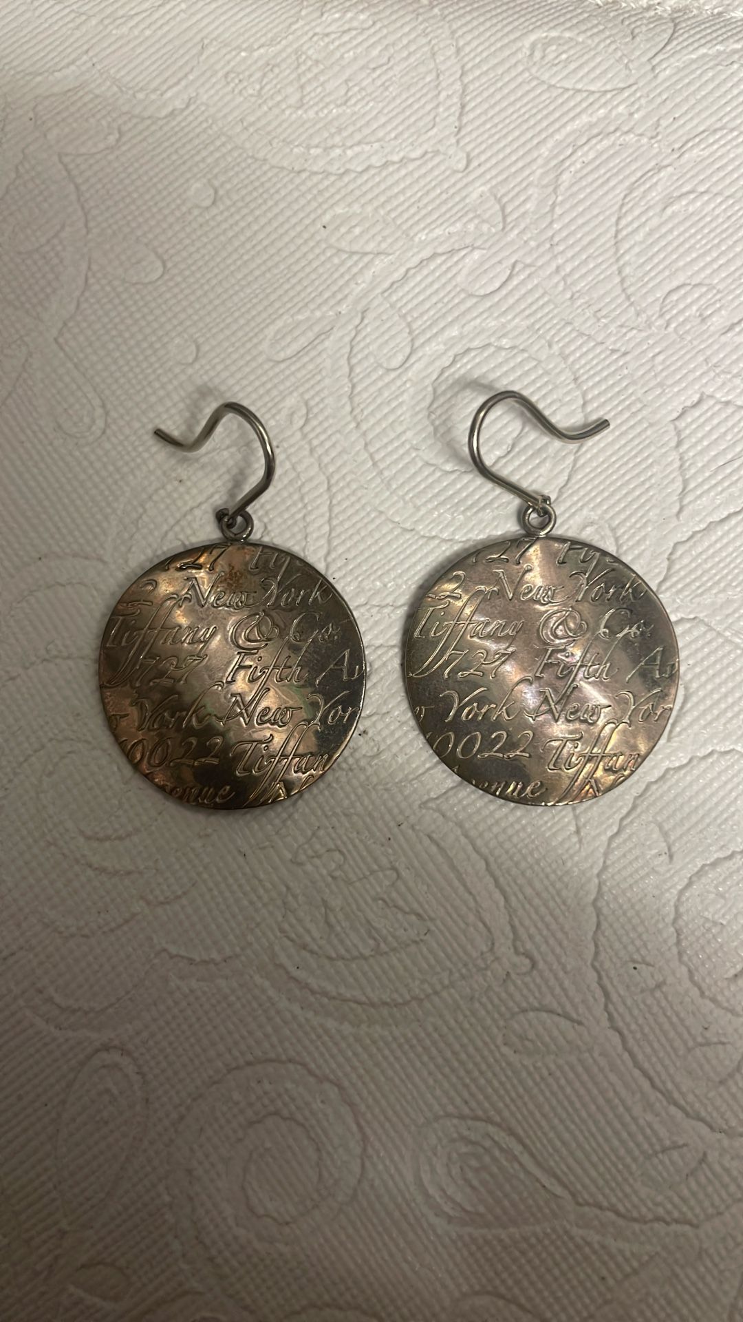 Authentic Vintage Tiffany Co Silver Note Disc Earrings 