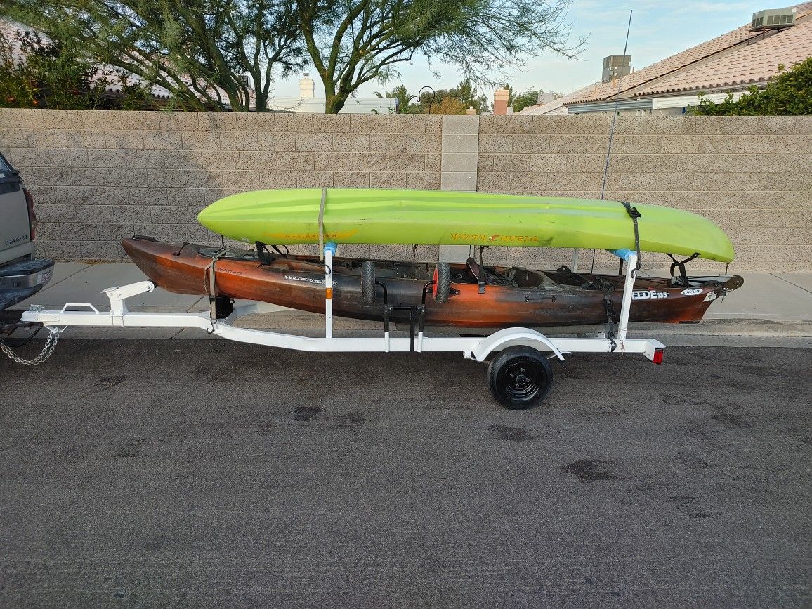 Dual kayak trailer and kayaks for Sale in Henderson, NV - OfferUp