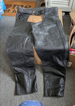 Silver Bike Black Leather Chaps