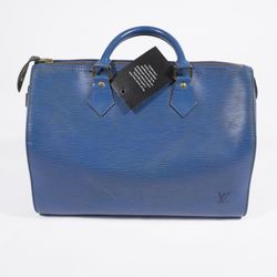 Louis Vuitton Speedy 30 Toledo Epi Shoulder Bag Blue Leather Vintage