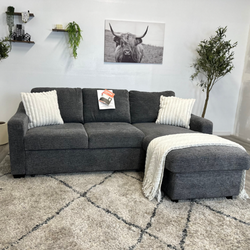 Grey Sleeper Sectional Couch - Free Delivery