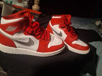 Air Jordan 1 High Red White Silver Sneakers