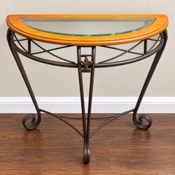 Glass Top Half-Moon Accent Table / Console Table