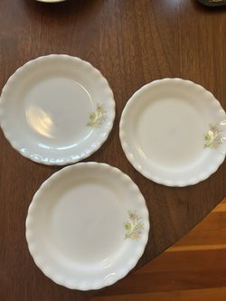 3 Opalon (milk glass) Made In Korea Small Plates