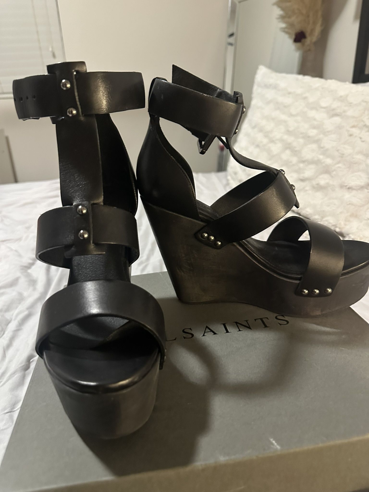 Black wedges Size 8.5