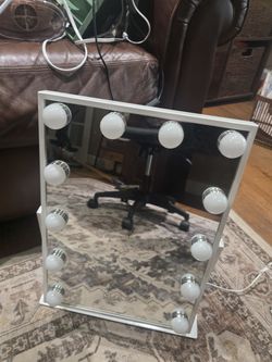 White Lighted Vanity Mirror + Adapter