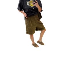 Vtg Corduroy Shorts Womens Bermuda Cuffed Relaxed Olive Brown 100% Cotton Sz M