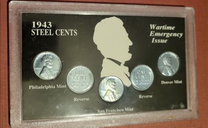 Vintage 1943 WWII Steel Cent Set - All 3 Mints - Original Surfaces