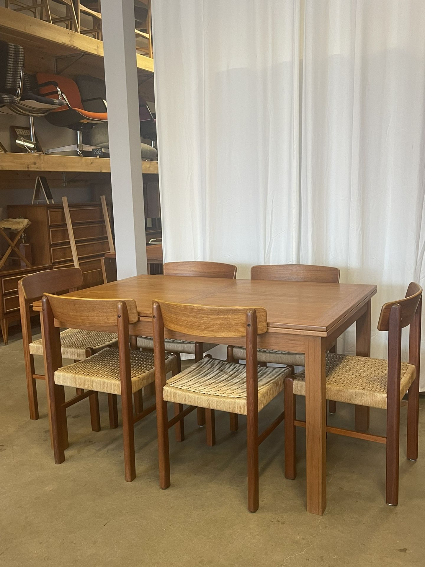 Danish Modern Teak Drawleaf Dining Table