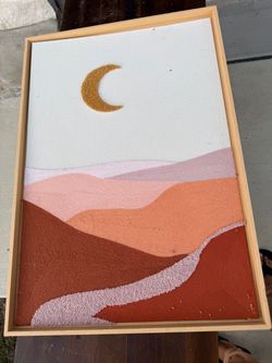 Framed Desert Landscape Textile Wall Art