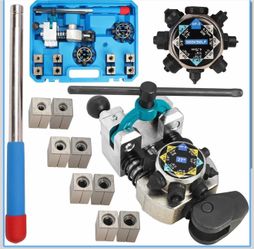 Professional Brake Line Flaring Tool Kit for 45 & 37 Degree Single, Double and Bubble Flares, 3/16", 1/4", 5/16", 3/8" and 4.75mm Steel Copper Metal T