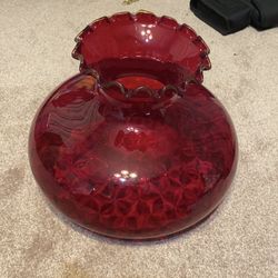 Antique RUBY RED Glass Fenton Parlor Lamp SHADE