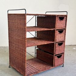 Wicker Unit of Shelves and Drawers