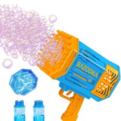 Blue/Pink/Green Bubble Machine Guns, Bubble Guns with Light, Bubble Solution, 69 Holes Bubbles Machine 