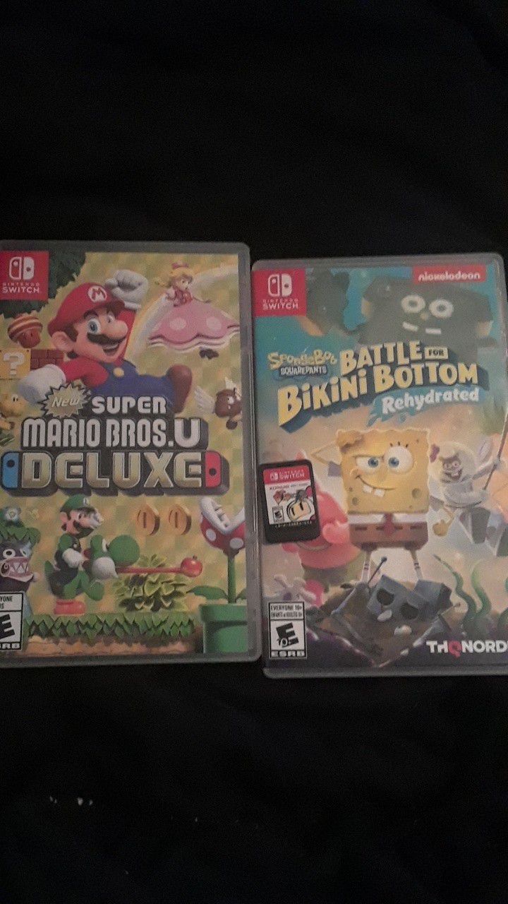 Nintendo Switch game bundle!!! Mario Bros. Deluxe, Spongebob BFBB, & Bomberman R