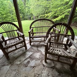 3 Piece Vintage Hickory Twig Seats 