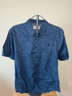 Private Member Blue Floral Short Sleeve Button-Up Shirt