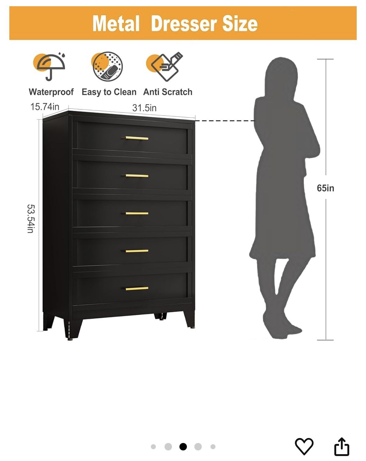 WHITE METAL DRESSER 