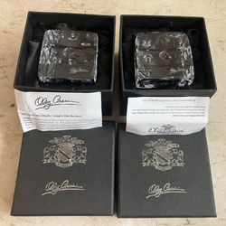 OLEG CASSINI DICE CRYSTAL SIGNED Official Designer Of Jaqueline Kennedy SET Of 2 ‼️ Office Desk Decor paper Weight ‼️
