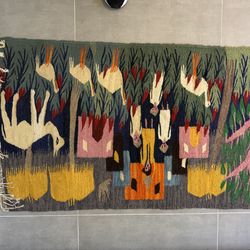 1950’s Handmade Wool Kilim Tapestry Rug