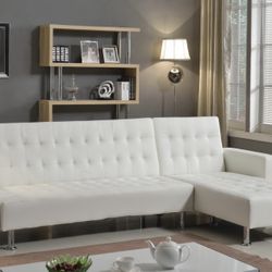 White Leather Sectional