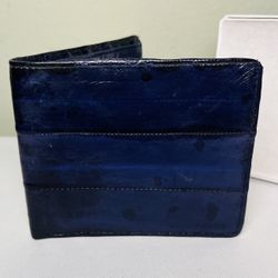 New! Navy Eel Skin Slim Billfold