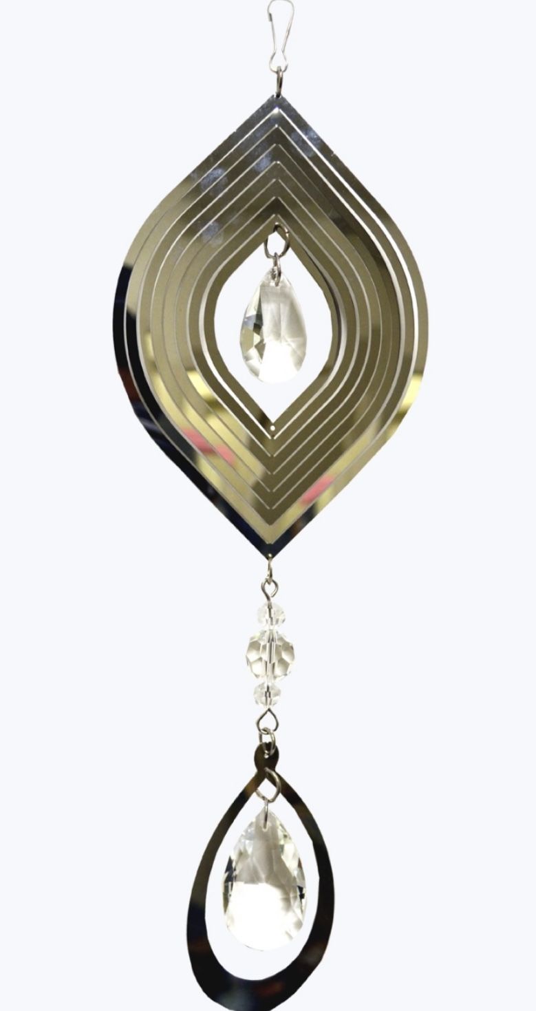 Silver Marquise Wind Spinner W Crystals