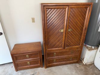 Wood Armoire/Dresser and Nightstand Set