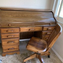 Hardwood Vintage Wooden Rollover Designer Desk
