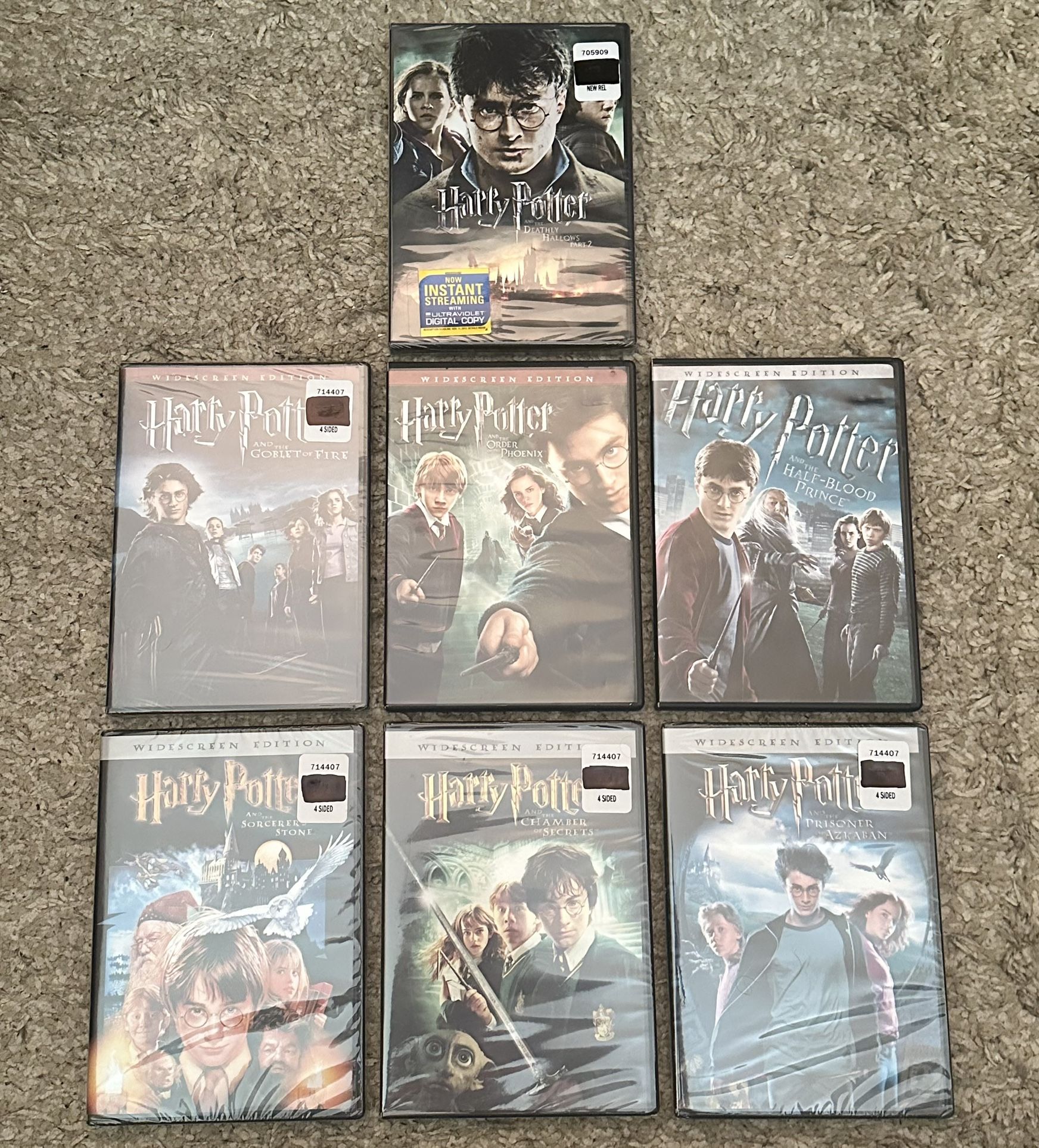 Lot Of 7 Harry Potter DVD Movie Series (2001-2011 Warner Bros)