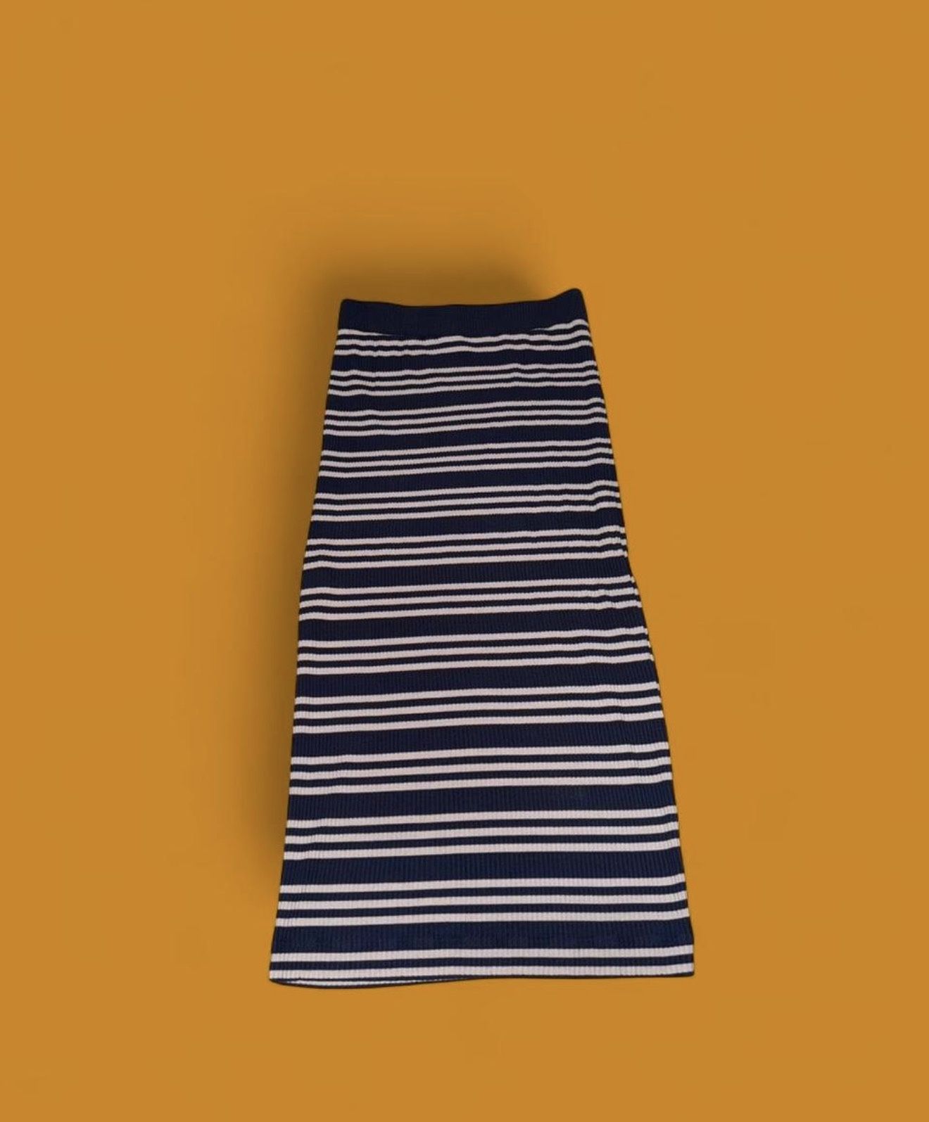 Navy & White Striped Stretchy Bodycon Pencil Skirt