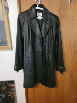 Vintage Vakko Women's Black Leather Jacket w/ Metal Studs. Size L
