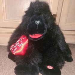 Vintage Plush Gorilla Sings Wild Thing Mouth Moves Works 13" Read Description 