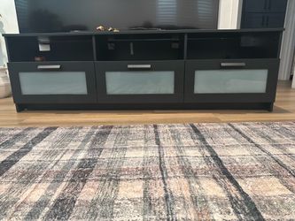 Black 3-Drawer TV Stand with Frosted Glass