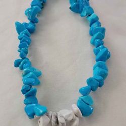 Blue Turquoise Gemstone Chip Stretch Bracelet