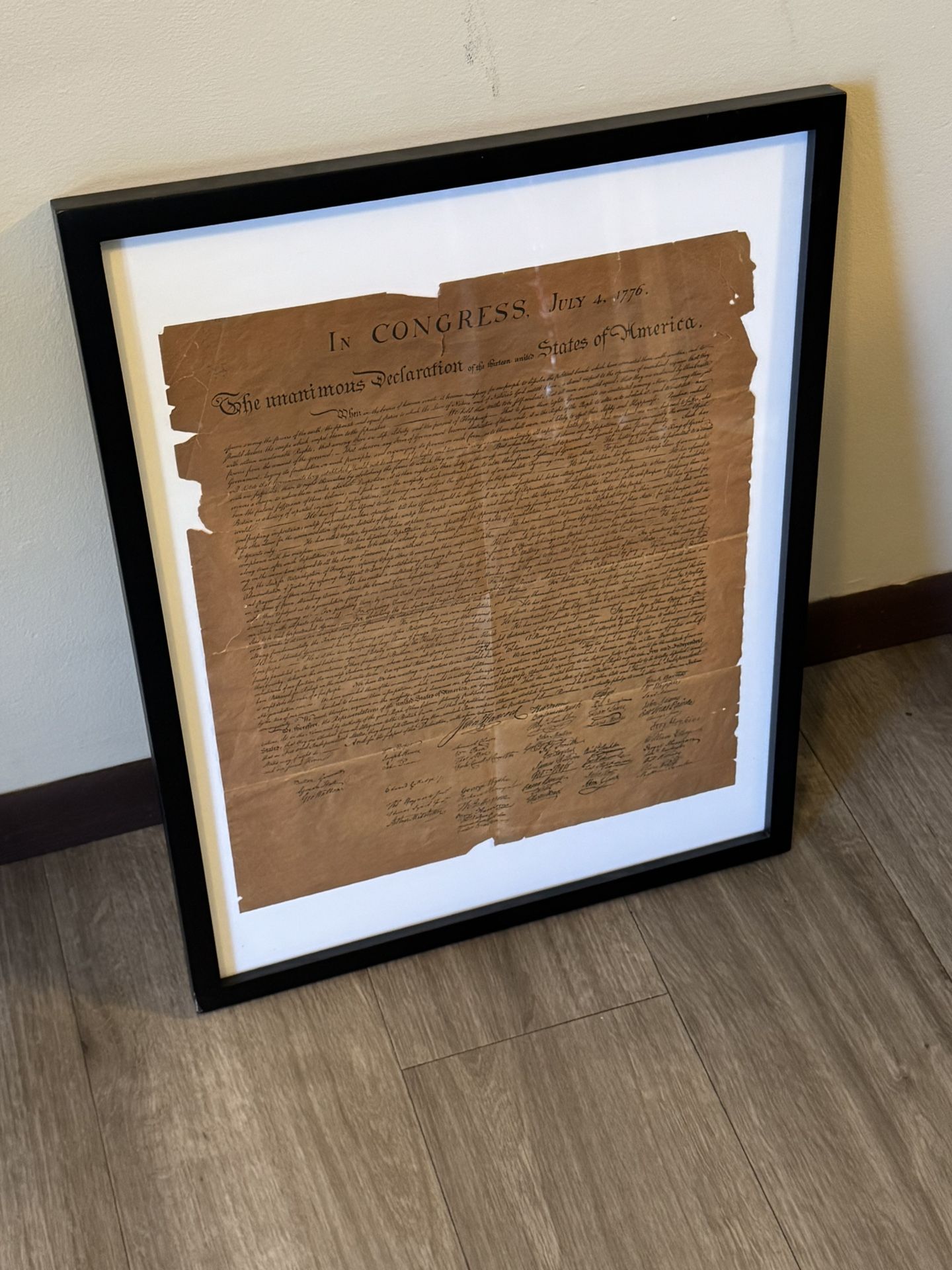 Framed Facsimile of the Declaration of Independence